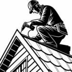 Dessin d'un ouvrier sur un toit